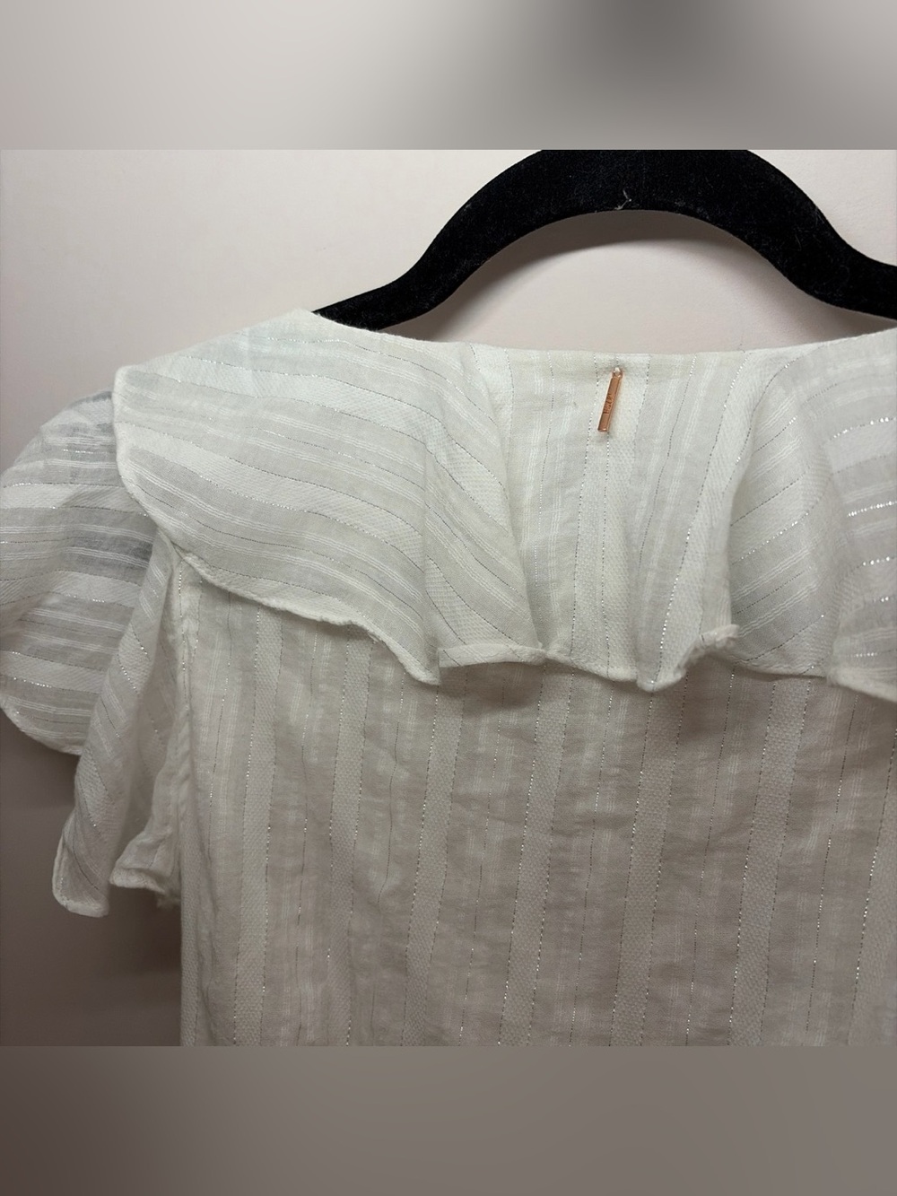 MISA Los Angeles White Ruffle Wrap Crop Top - Picture 4 of 7